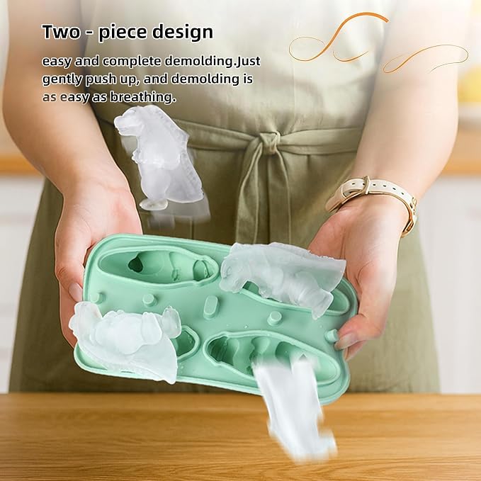 7.48inch Newly Upgraded 4-grid 3D Dinosaur Ice Tray and Covered Silicone Ice - Image 6