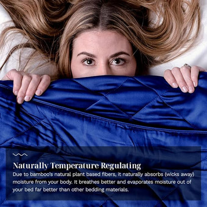 LUXOME Lightweight Blanket | 100% Rayon (Viscose) from Bamboo Fabric & Fill | King/Cal King - 98"x92" | Thermal-Regulating | Super Soft | Sapphire