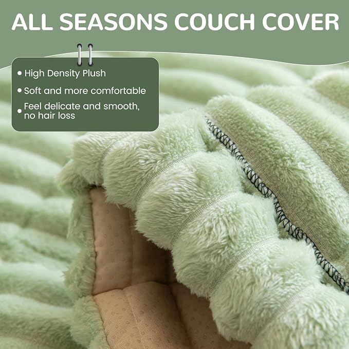 OTOB Couch Cover for Dogs Washable, Non Slip Plush Sofa Covers for 3 Cushion - Image 3