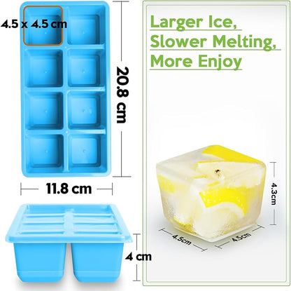 Large Ice Cube Trays, JRISBO 2 Pack Reusable Silicone Ice Cube Molds - Image 6