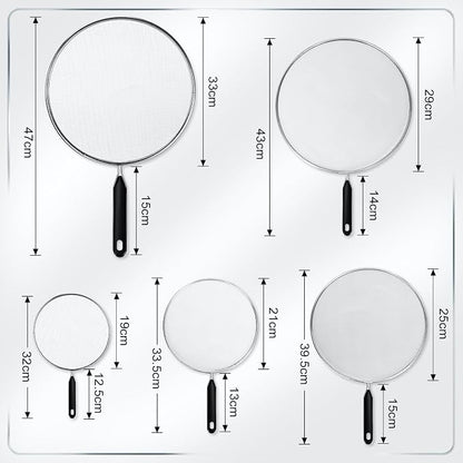 Gisafai 5 Pcs Splatter Screen for Frying Pan 13'' 11.5'' 10'' 8.3'' 7.5'' Metal - Image 2