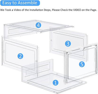 8 Pack Shoe Boxes Clear Plastic Stackable, Drop Front Shoe Storage Organizer - Image 9