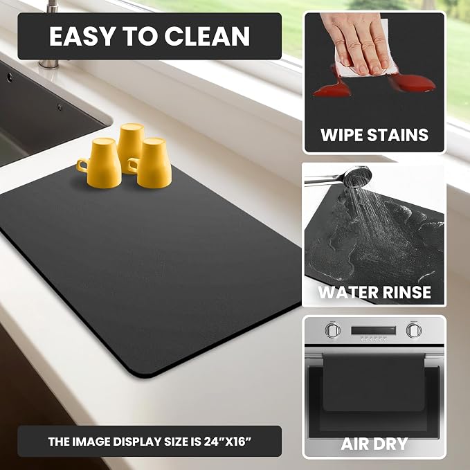 Dish Drying Mat Super Absorbent – 24" x 16" Coffee Mat - Image 7