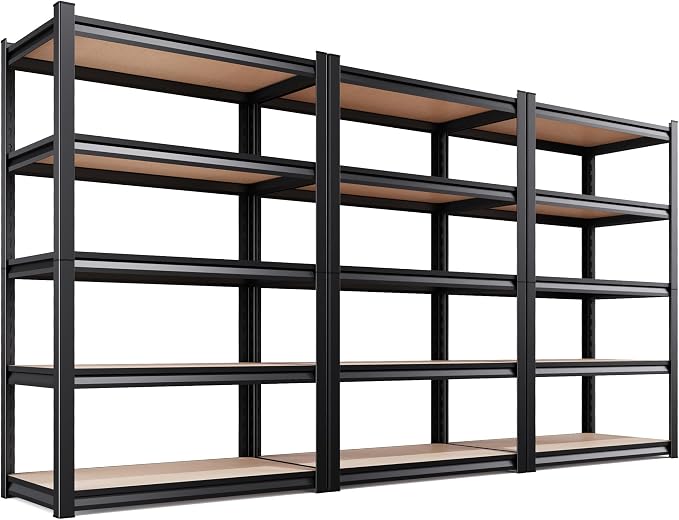 Set of 3 Garage Shelving-2050 lbs 5 Tier Storage Shelves, Adjustable Heavy Duty by Unknown