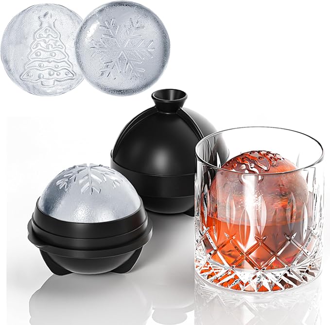 Novelty Christmas Snowflake Tree Ball Ice Maker Mold Set of 4, Funny Christmas - Image 2