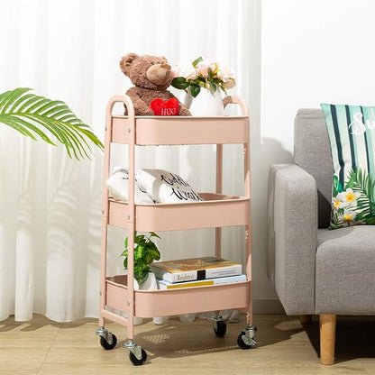 AGTEK Makeup Cart, Movable Rolling Organizer Cart, 3 Tier Metal Utility Cart - Image 6