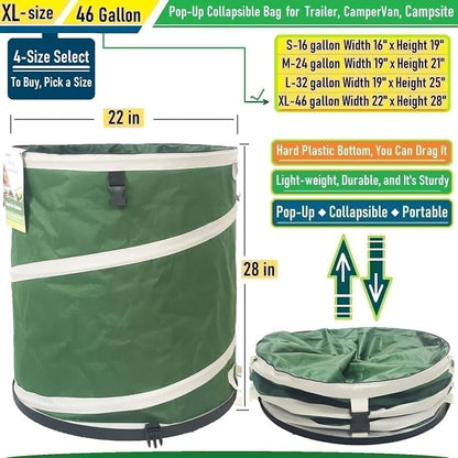 46-Gallon Collapsible Trash Can Hard-Shell Bottom Yard Garden Bag - Image 5
