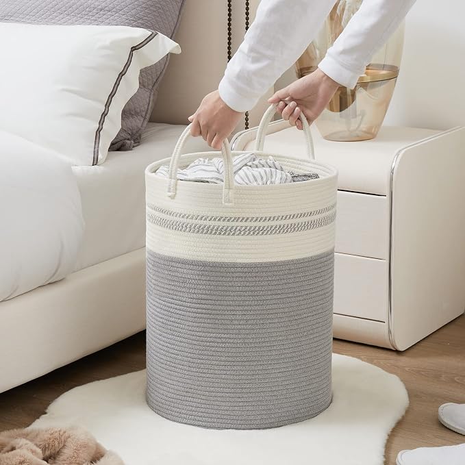 YOUDENOVA Woven Rope Laundry Hamper Basket, 72L Tall Luandry Basket, Baby - Image 5