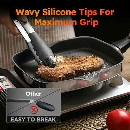 HST Tongs for Cooking with Silicone Tips, Non Stick Kitchen Tongs with Silicone - Image 6