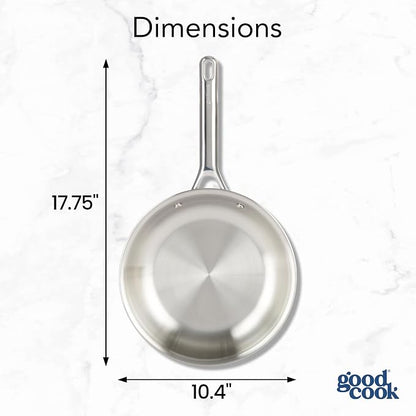 GoodCook Stainless Steel Fry Pan 10-Inch, Oven-Safe to 500F & Induction-Safe - Image 2