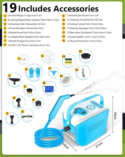 Handheld Steam Cleaner for Home, 10s Heat-Up/2.1 Qt Tank/4.5BAR High Pressure - Image 6