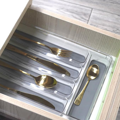 5 Compartments Silverware Tray for Drawer, Plastic Utensil Cutlery Drawer - Image 7