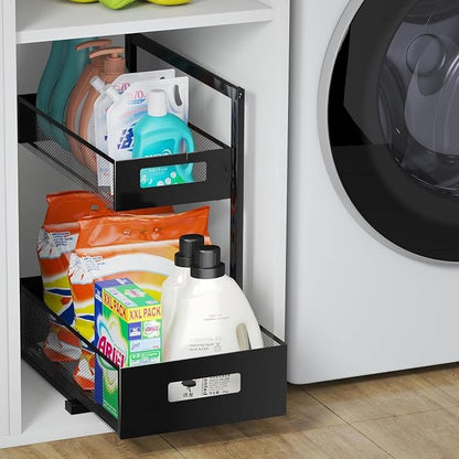 Petiza Under Sink Organizer Pull Out Cabinet Organizer Adjustable Height 2 Tier - Image 6