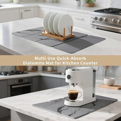 Large Stone Drying Mat for Kitchen Counter24"x16", Misty Gray, Diatomaceous - Image 4