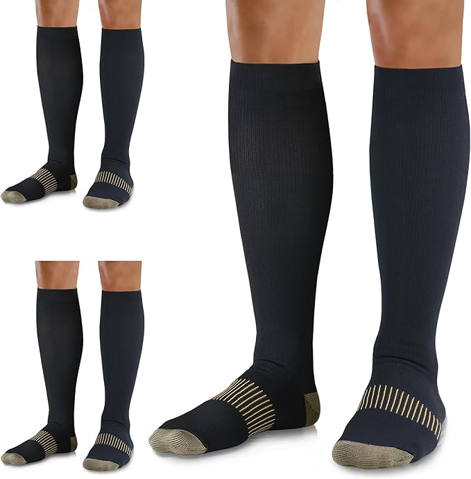 Medical Compression Socks for Women and Men 3 Pairs 20-30 mmHg Knee High Christmas Compression Stockings Circulation Best for Running Athletic Nurses