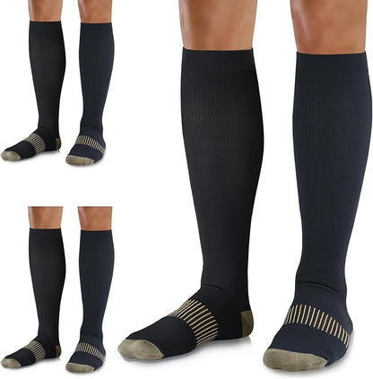Medical Compression Socks for Women and Men 3 Pairs 20-30 mmHg Knee High Christmas Compression Stockings Circulation Best for Running Athletic Nurses