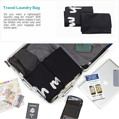 HOMEST XL Wash Me Travel Laundry Bag, Dirty Clothes Organizer, Large Enough to Hold 4 Loads of Garments, Easy Fit a Hamper or Clothing Basket, Black