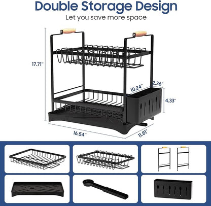 2-Tier Large Dish Drying Rack for Kitchen Counter - Image 5