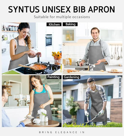 Syntus Apron for Men Women, Adjustable Cooking Kitchen Chef Aprons - Image 6