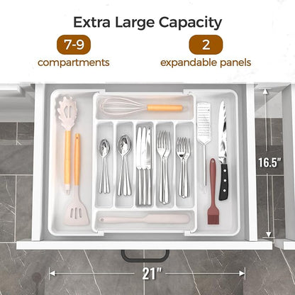 ukeetap Extra Large Expandable Silverware Organizer, BPA-Free Food-Safe Cutlery - Image 2