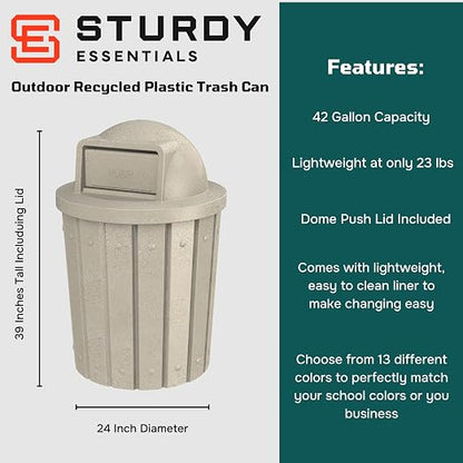 42 Gallon Slated Circle 100% Recycled Plastic Commercial Outdoor or Indoor - Image 2