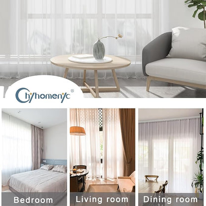 Chyhomenyc White Sheer Curtains 30 inch Length 2 Panels, Light Filtering Voile - Image 7