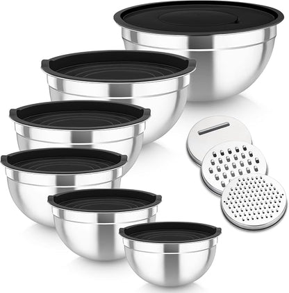 TeamFar Mixing Bowls Set of 6, Stainless Steel Nesting Mixing Salad Bowl by TeamFar