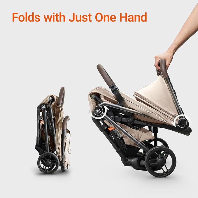 Lightweight Baby Travel Stroller with Carbon Fiber Frame, Compact & Airplane-Friendly, One-Handed Folding Design, 11.6 lbs, Perfect for Toddlers, Simply Taupe