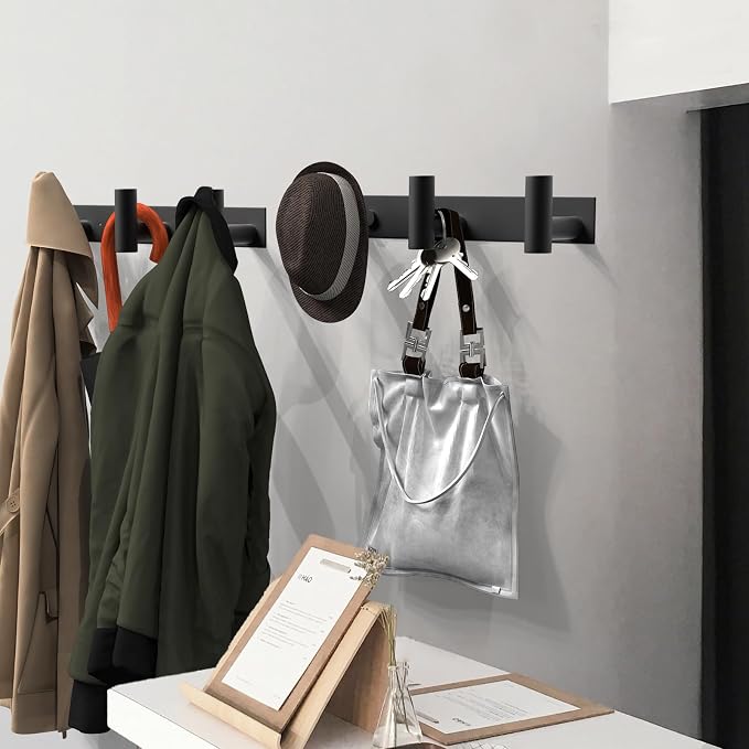 VAEHOLD Black Hat and Coat Wall Mount Rack - Image 7