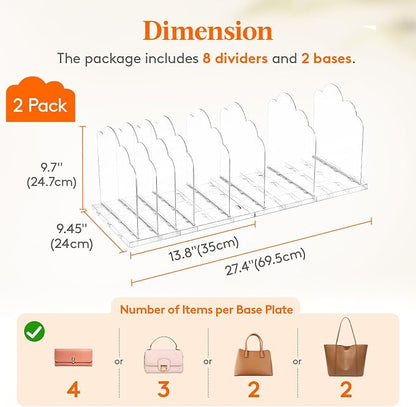 Lifewit Purse Organizer for Closet, 9.7" Tall Clear Handbags Storage Organizer - Image 3