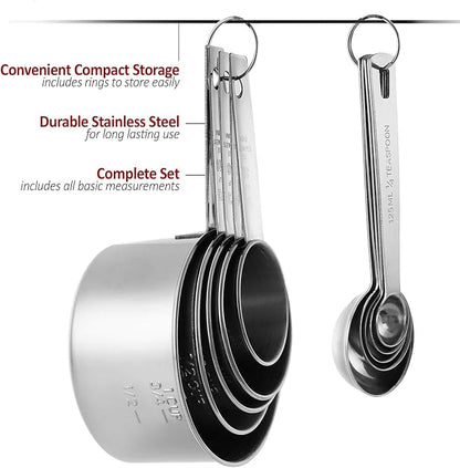 Stainless Steel Measuring Cups And Measuring Spoons 10-Piece Set, 5 Cups And 5 - Image 7