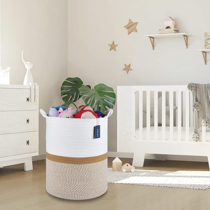 COMSE Extra Large Blanket Basket, Tall Woven Storage Basket, Nursery Hamper - Image 6