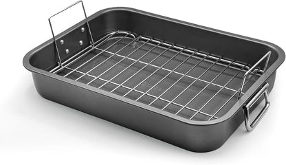 Large Roasting Pan With Rack 12” X 16” by Unknown