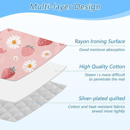 Pink Floral Strawberry Hearts Ironing Mat - Image 4