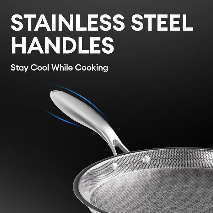 COOKER KING 12-Inch Stainless Steel Pan, Hybrid Nonstick Frying Pan, 3-Ply Clad - Image 7