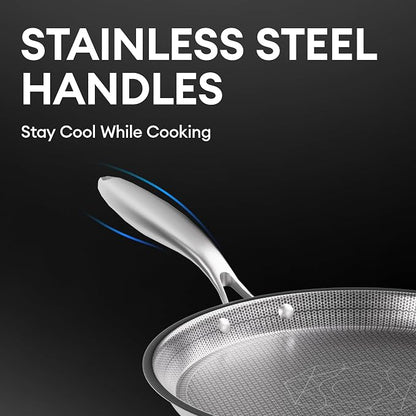 COOKER KING 12-Inch Stainless Steel Pan, Hybrid Nonstick Frying Pan, 3-Ply Clad - Image 7