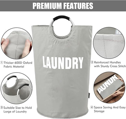 DOKEHOM 160L XX-Large Laundry Basket (7 Colors), Collapsible Laundry Bag, Foldable Laundry Hamper, Folding Washing Bin (Grey, XXL)
