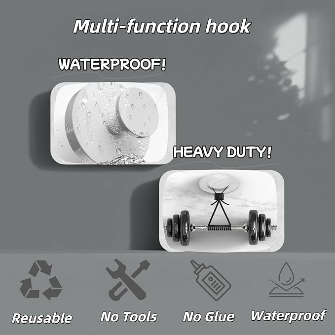 2025 Upgraded Stainless Steel Heavy Duty Suction Cup Hooks For Shower Bathroom Accessories Removable Hook For Glass Window Door Wall Hooks For Hanging Towels Robes Wreaths (Pack Of 5, White)