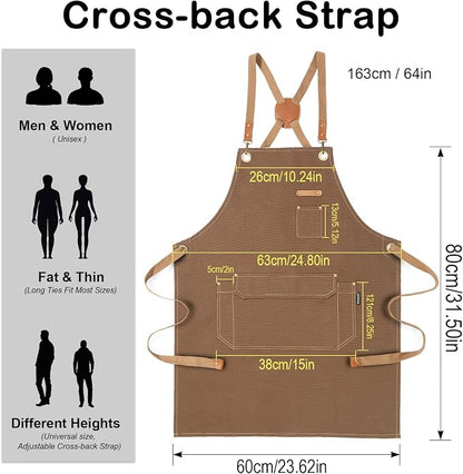Chef Apron for Men Women with Gift Box Pack, Cross Back Apron with Pockets for - Image 4
