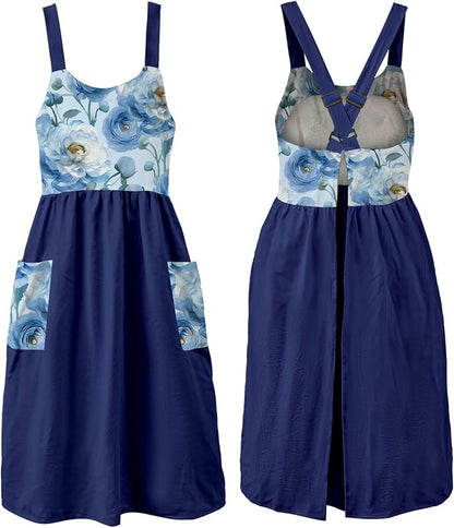 Uaussi Cotton Linen Apron Cross Back Work Apron by Uaussi