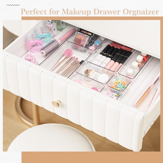 Criusia Drawer Organizer, 12 Pack Clear Plastic Kitchen Drawer Organizers Set - Image 7