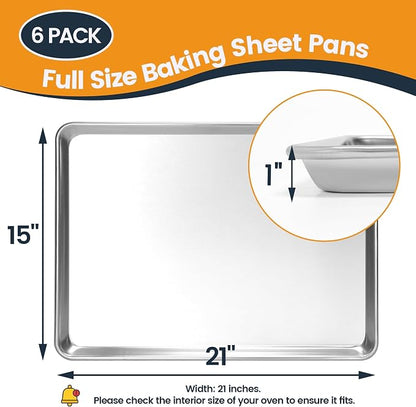 6 Pack Big Size Baking Sheet Pan, Aluminum Commercial Cookie Sheet Pan - Image 5