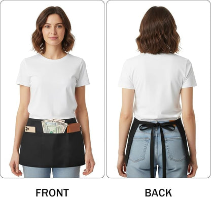 BOHARERS Cotton Server Aprons 3 Pack Waiter Waitress Apron Short Apron - Image 4