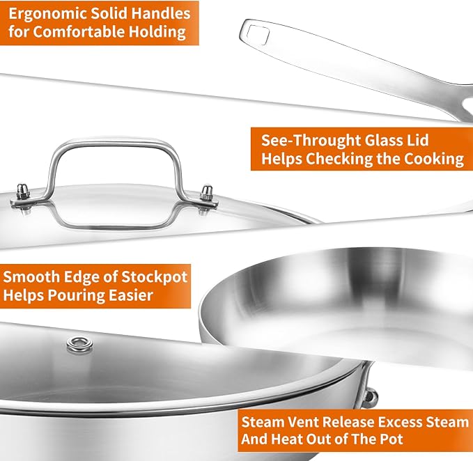 DELARLO 10inch Tri-Ply Stainless Steel Pan - Image 4