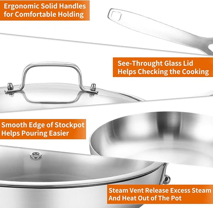 DELARLO 10inch Tri-Ply Stainless Steel Pan - Image 4