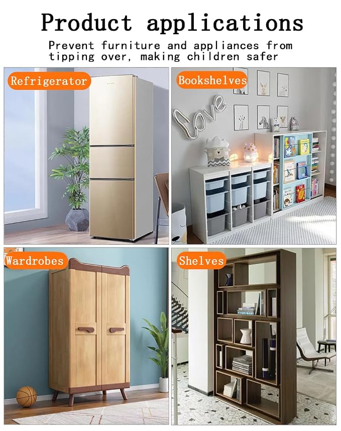 Furniture Anchors 4 Pairs No Drill Heavy Duty Anchors Fridge Lock Adjustable - Image 6