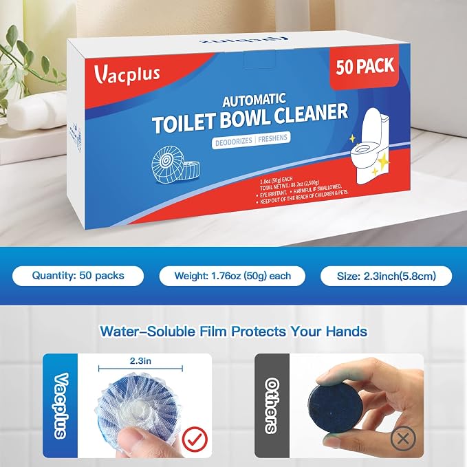 Vacplus Automatic Toilet Bowl Cleaner Tablets, Bathroom Toilet Tank Cleaner - Image 7