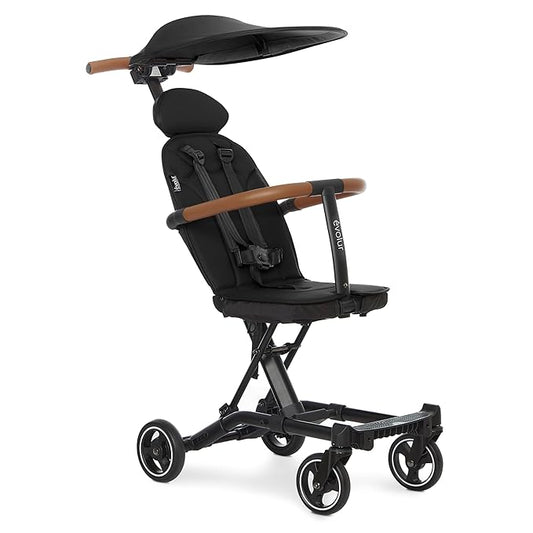 Evolur Cruise Rider Stroller with Canopy, Lightweight Umbrella Stroller with Compact Fold, Easy to Carry Travel Stroller - Noir Black
