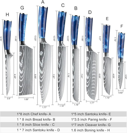 Dfito Chef Knife Sets with Roll Bag, 9 Pieces Professional Knife Set, High - Image 5