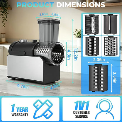 5-IN-1 Electric Cheese Grater, 800W Stainless Steel Electric Salad Machine - Image 7